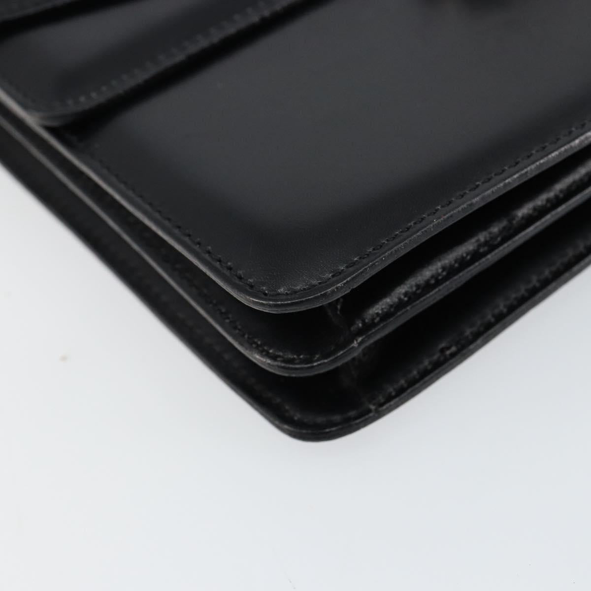 CELINE Hand Bag Leather Black Silver Auth 151991