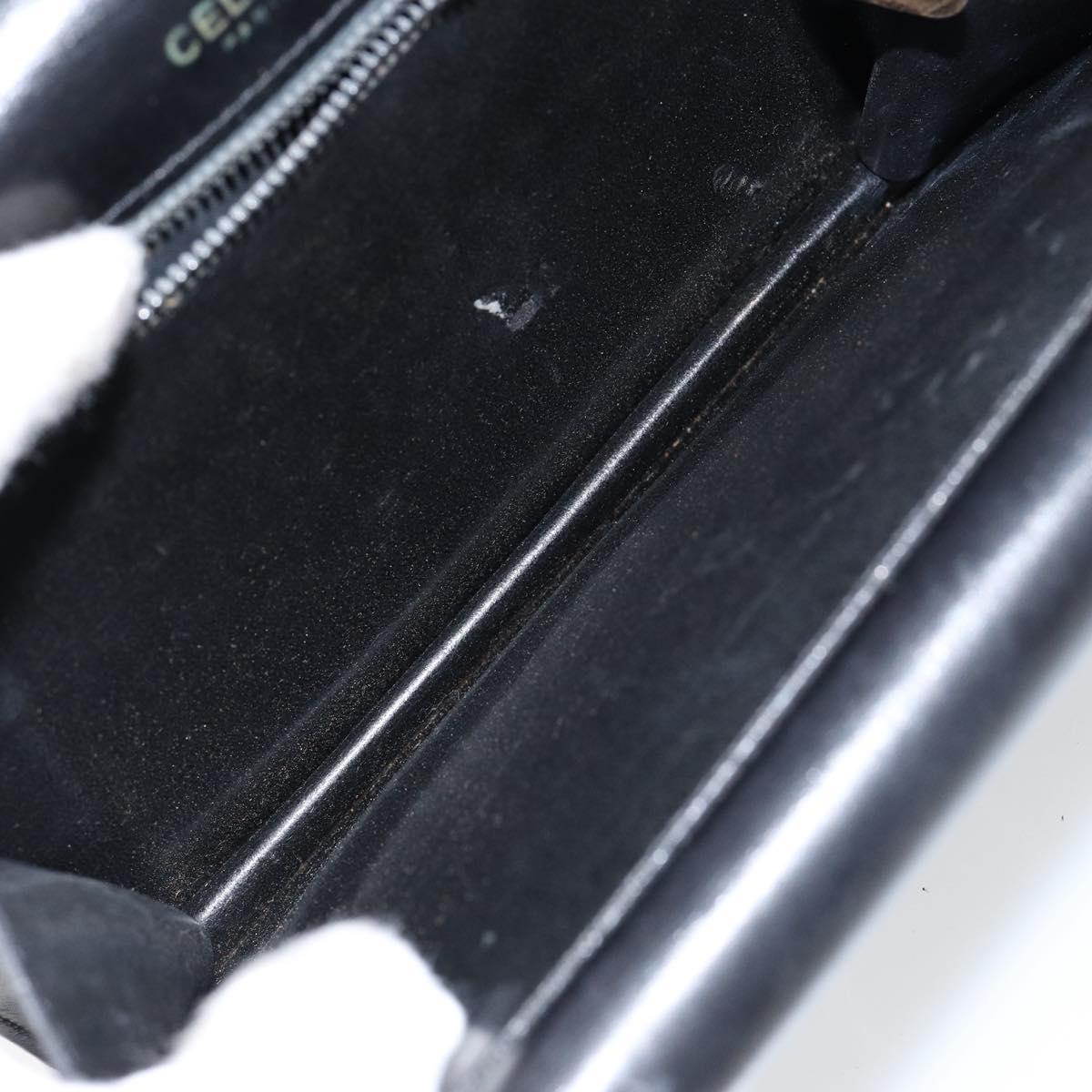 CELINE Hand Bag Leather Black Silver Auth 151991