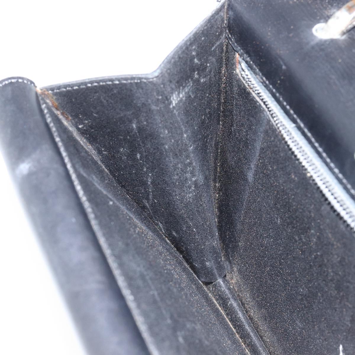 CELINE Hand Bag Leather Black Silver Auth 151991