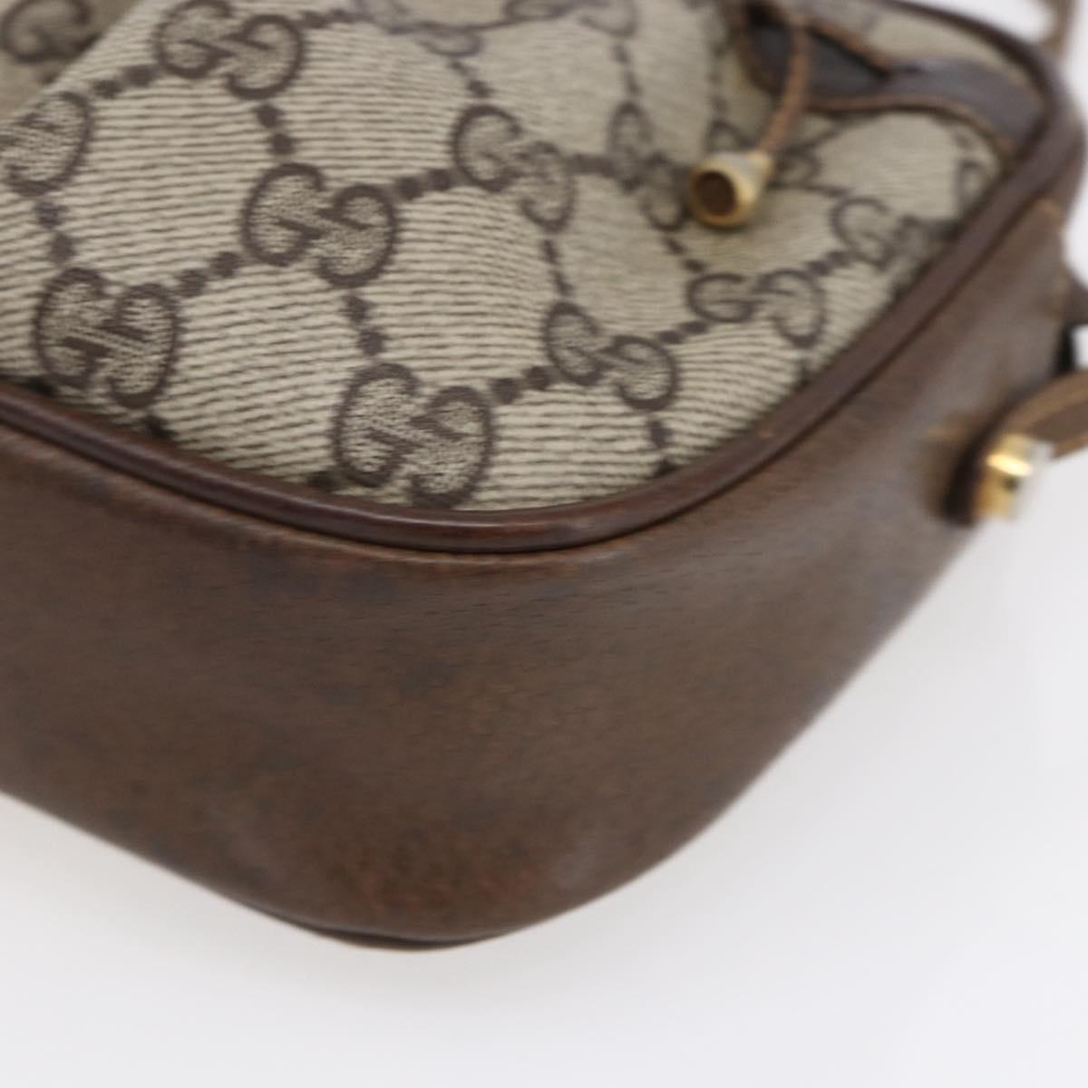 GUCCI GG Supreme Shoulder Bag PVC Beige Gold Auth 151994