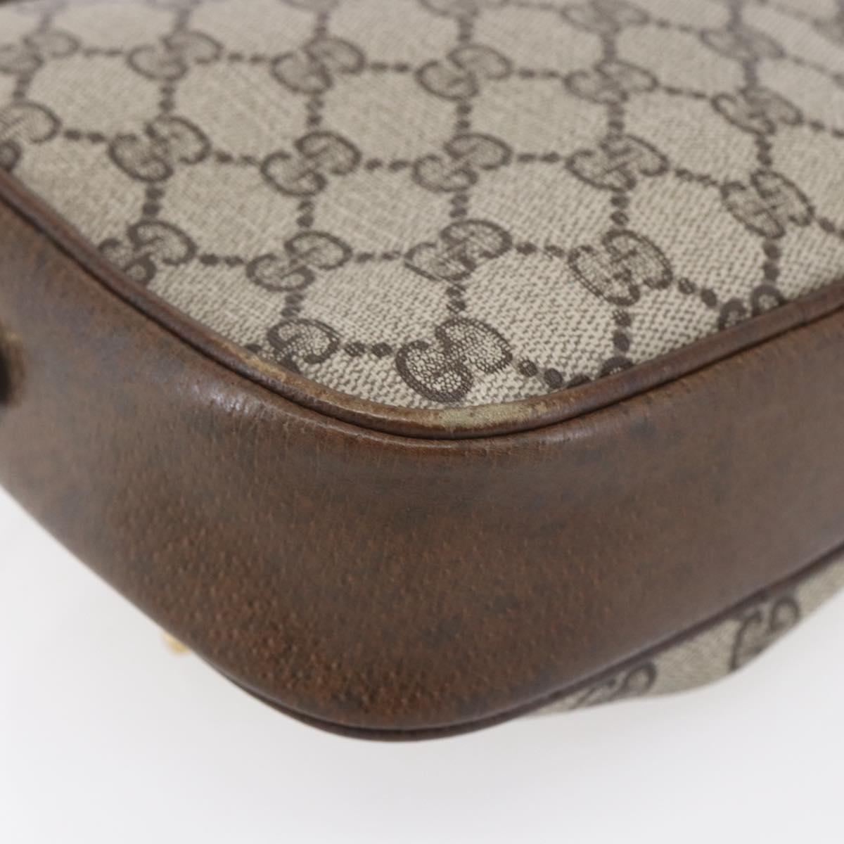 GUCCI GG Supreme Shoulder Bag PVC Beige Gold Auth 151994