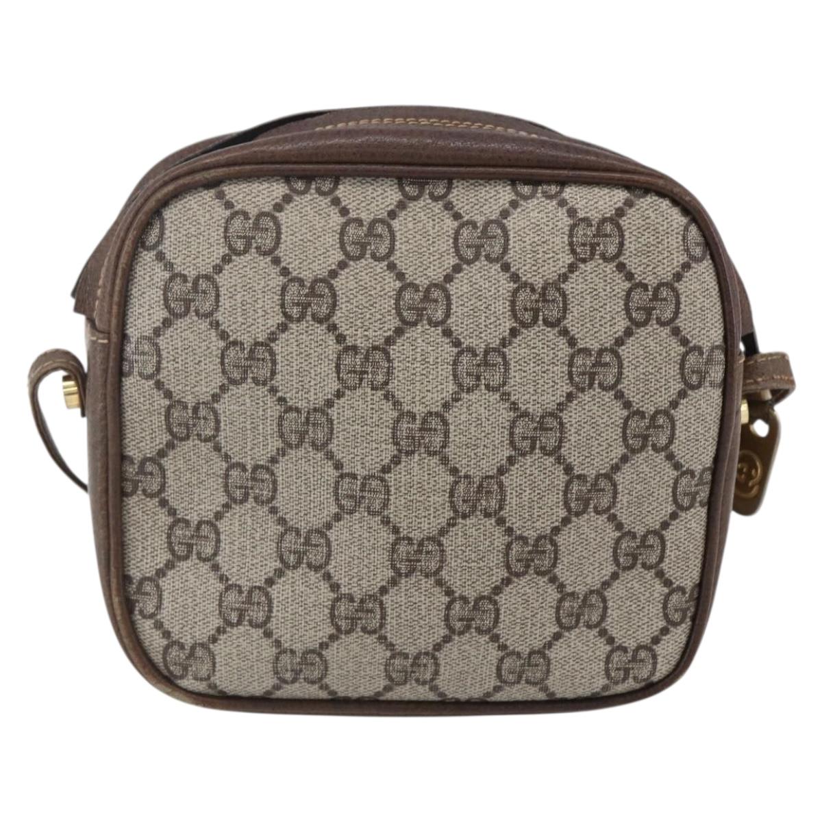 GUCCI GG Supreme Shoulder Bag PVC Beige Gold Auth 151994