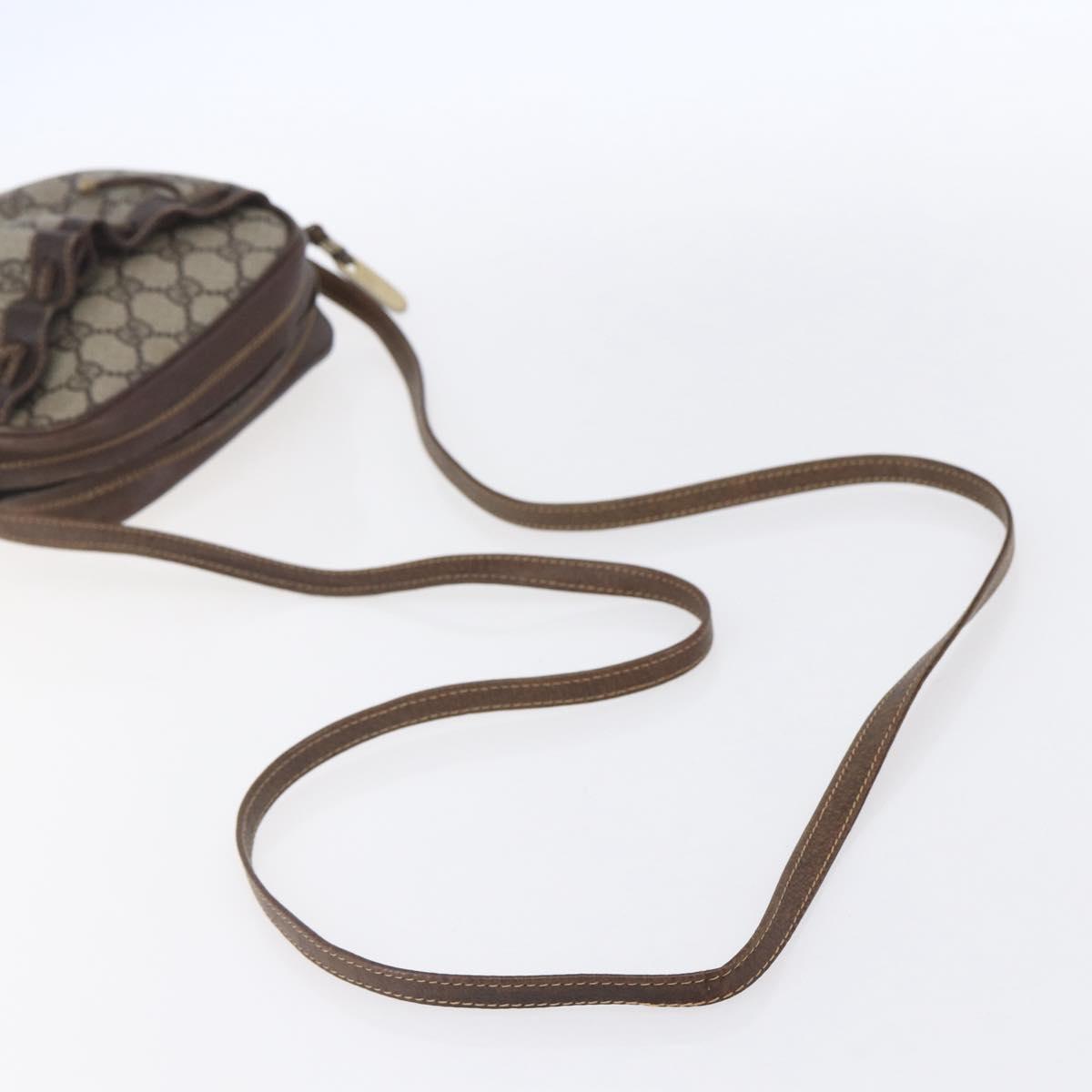 GUCCI GG Supreme Shoulder Bag PVC Beige Gold Auth 151994