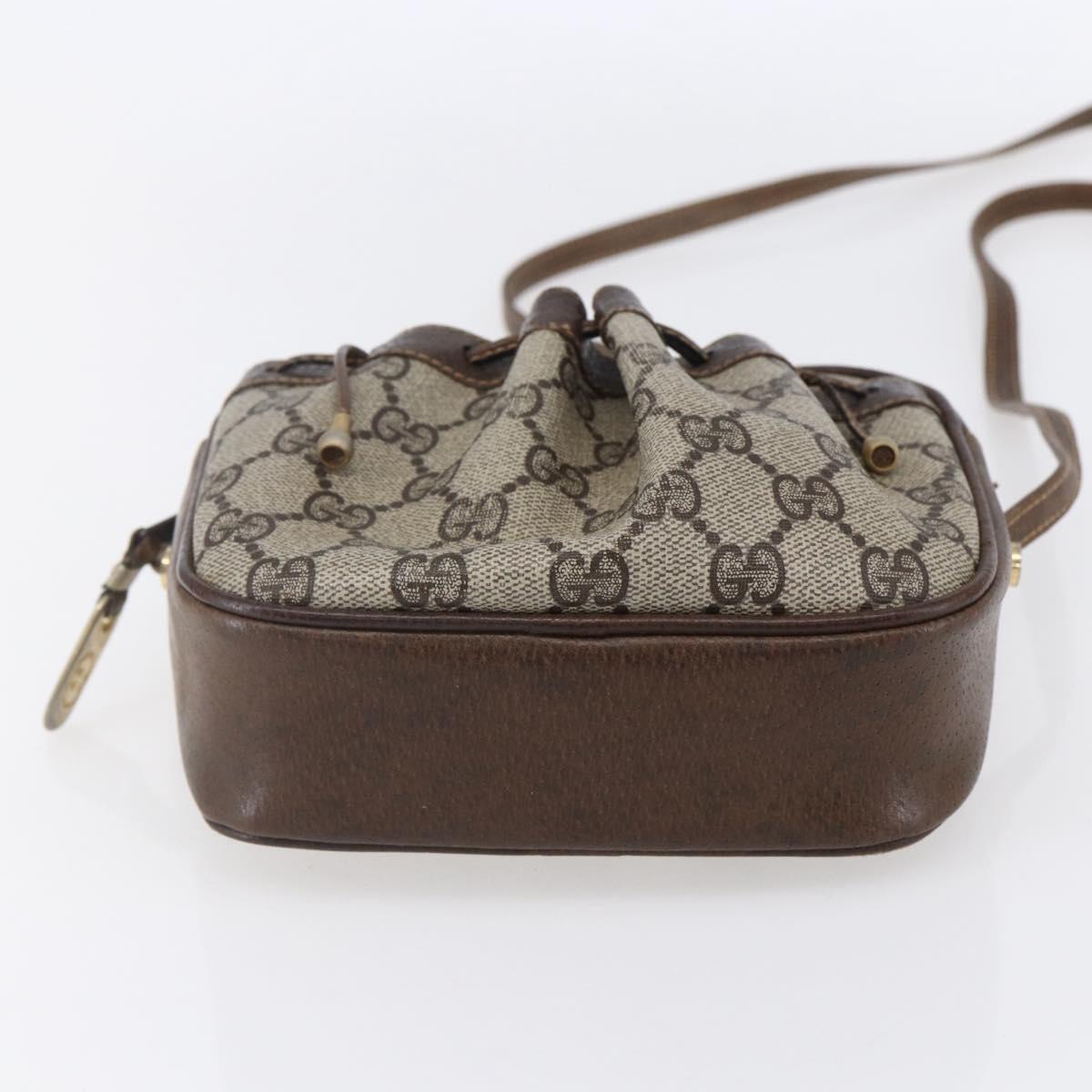 GUCCI GG Supreme Shoulder Bag PVC Beige Gold Auth 151994