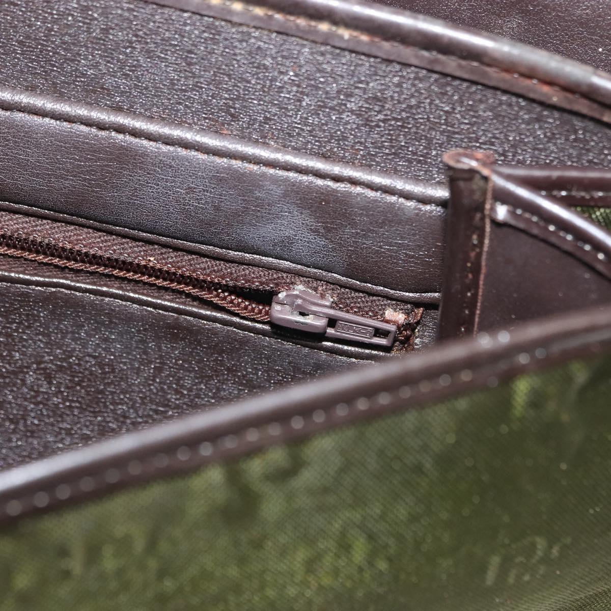 Christian Dior Shoulder Bag Nylon Khaki Gold Auth 151997