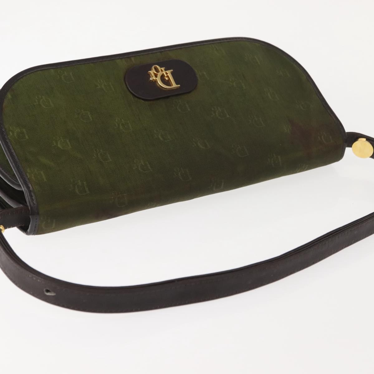 Christian Dior Shoulder Bag Nylon Khaki Gold Auth 151997