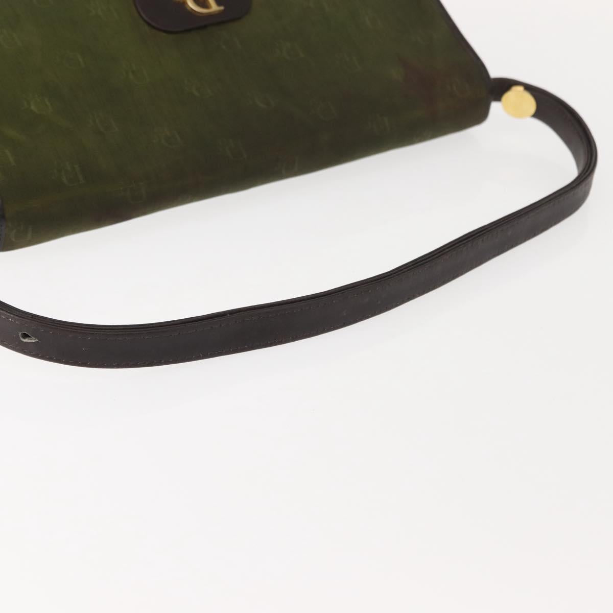 Christian Dior Shoulder Bag Nylon Khaki Gold Auth 151997