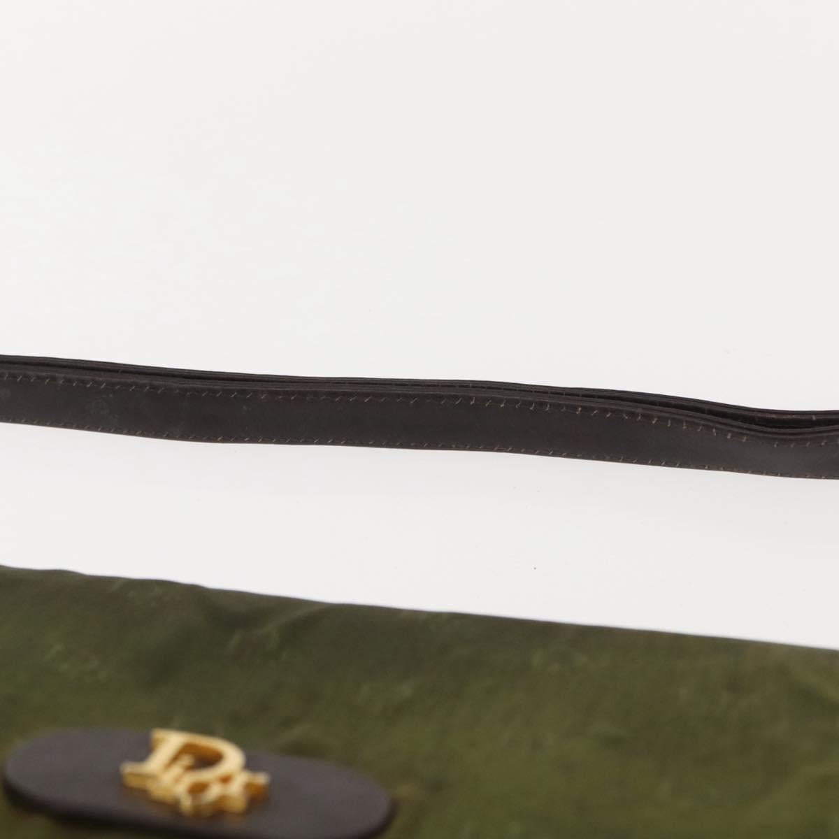 Christian Dior Shoulder Bag Nylon Khaki Gold Auth 151997