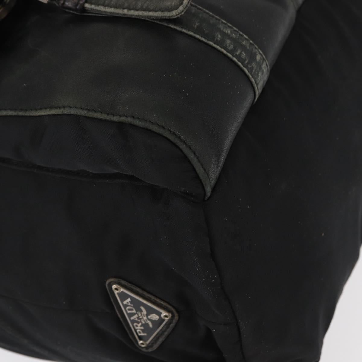 PRADA Backpack Nylon Leather Black Silver Auth 151999