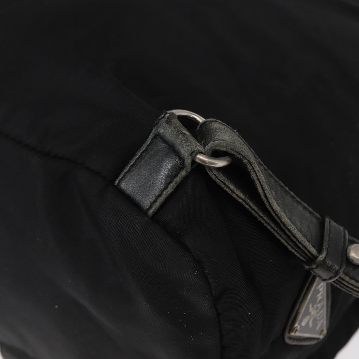 PRADA Backpack Nylon Leather Black Silver Auth 151999
