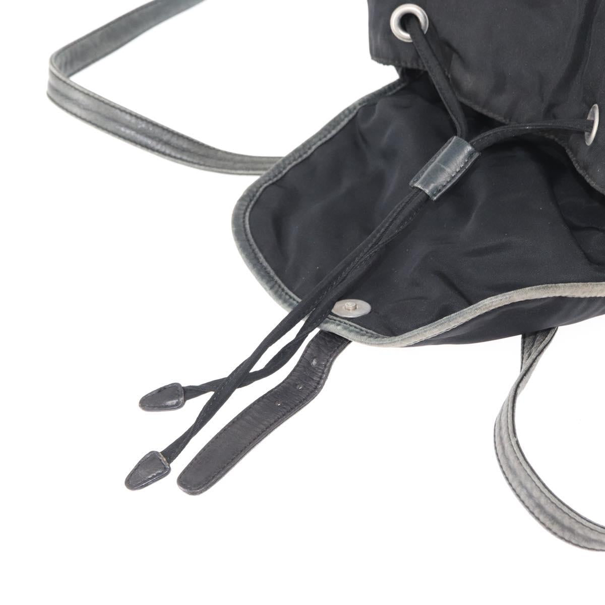 PRADA Backpack Nylon Leather Black Silver Auth 151999