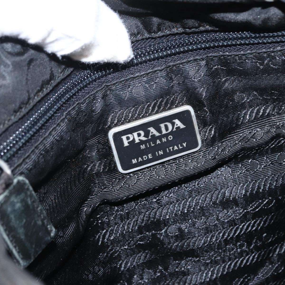 PRADA Backpack Nylon Leather Black Silver Auth 151999