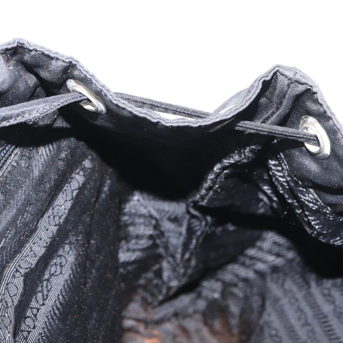 PRADA Backpack Nylon Leather Black Silver Auth 151999
