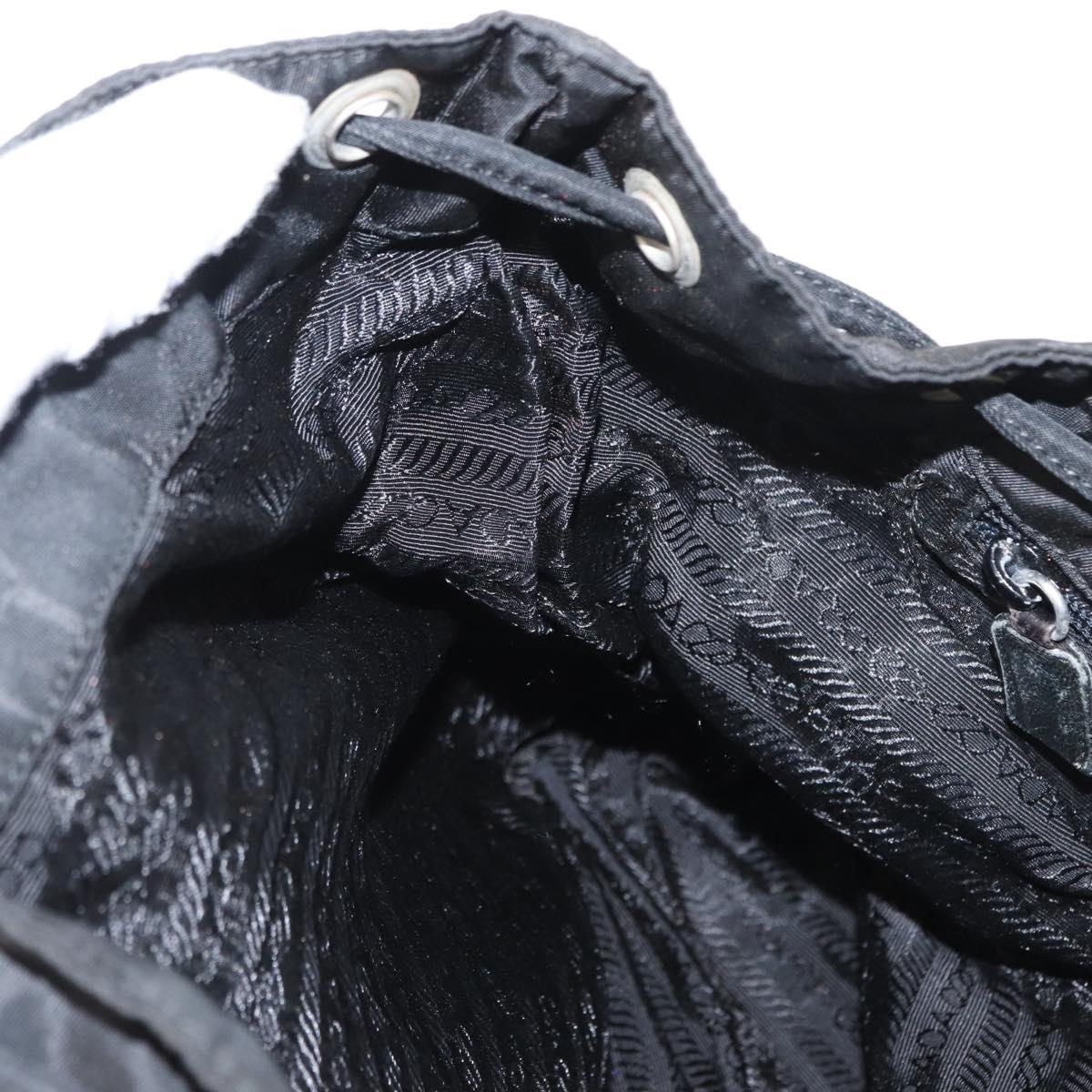 PRADA Backpack Nylon Leather Black Silver Auth 151999