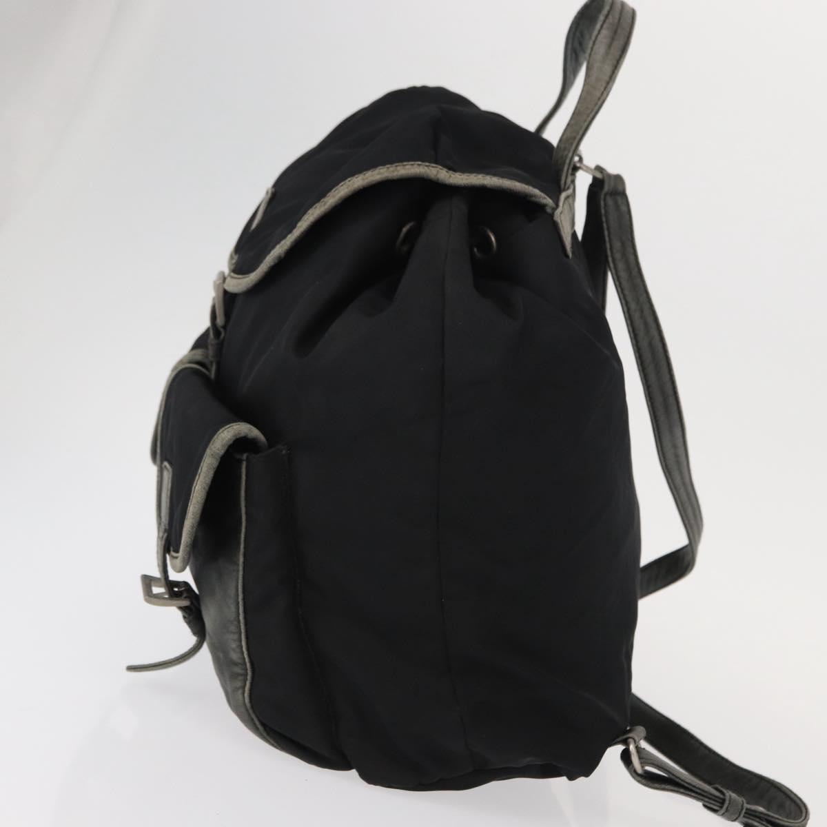 PRADA Backpack Nylon Leather Black Silver Auth 151999
