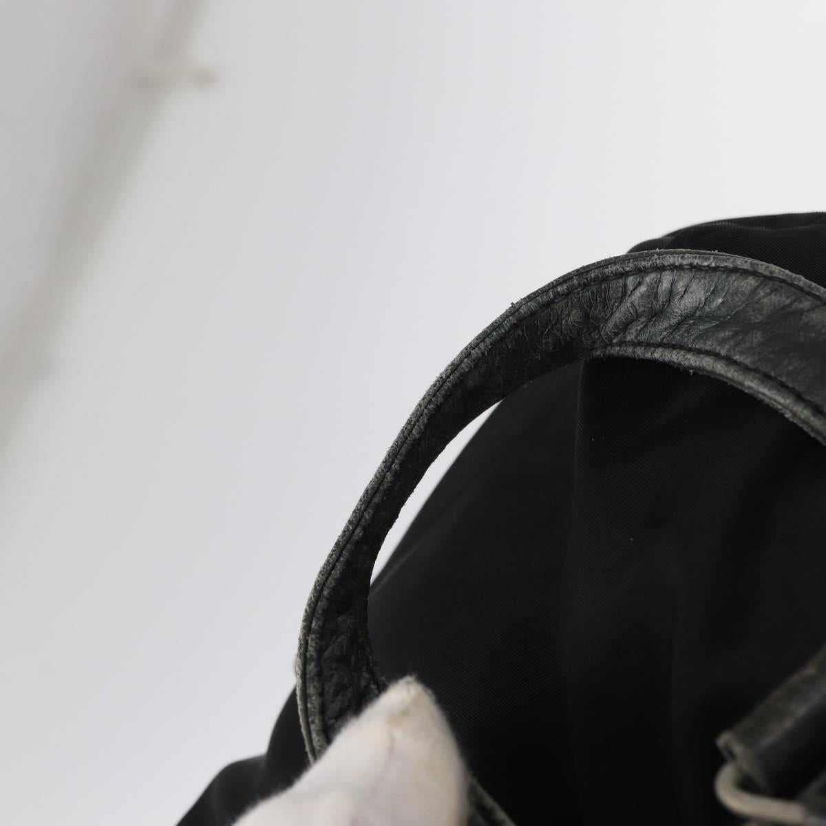 PRADA Backpack Nylon Leather Black Silver Auth 151999