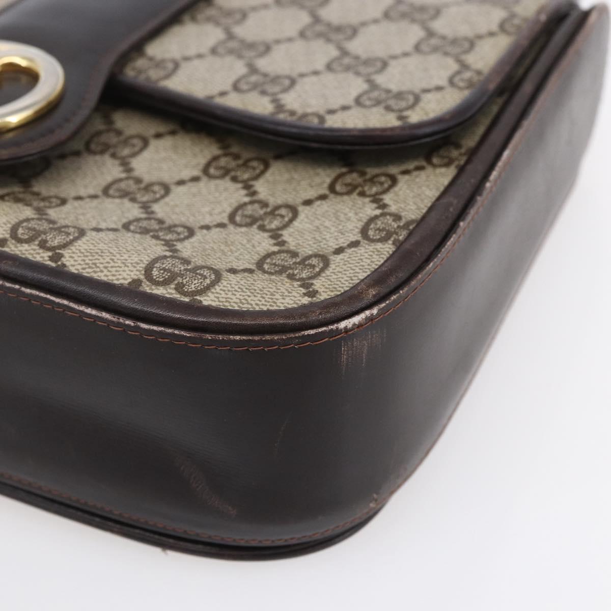 GUCCI GG Supreme Shoulder Bag PVC Beige Gold Auth 152000