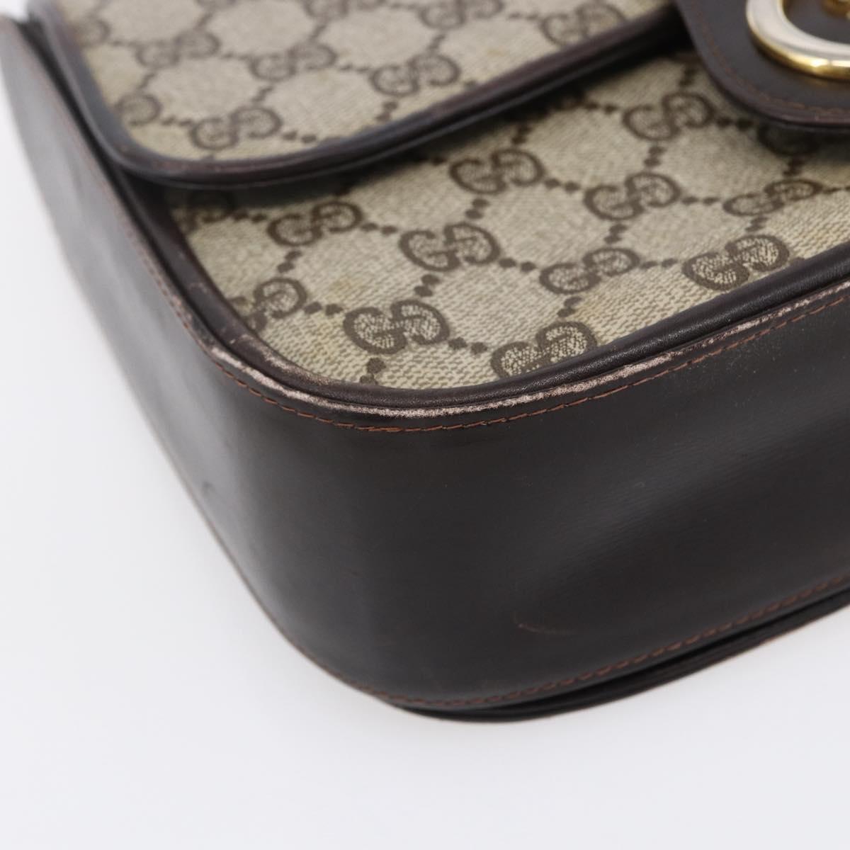 GUCCI GG Supreme Shoulder Bag PVC Beige Gold Auth 152000