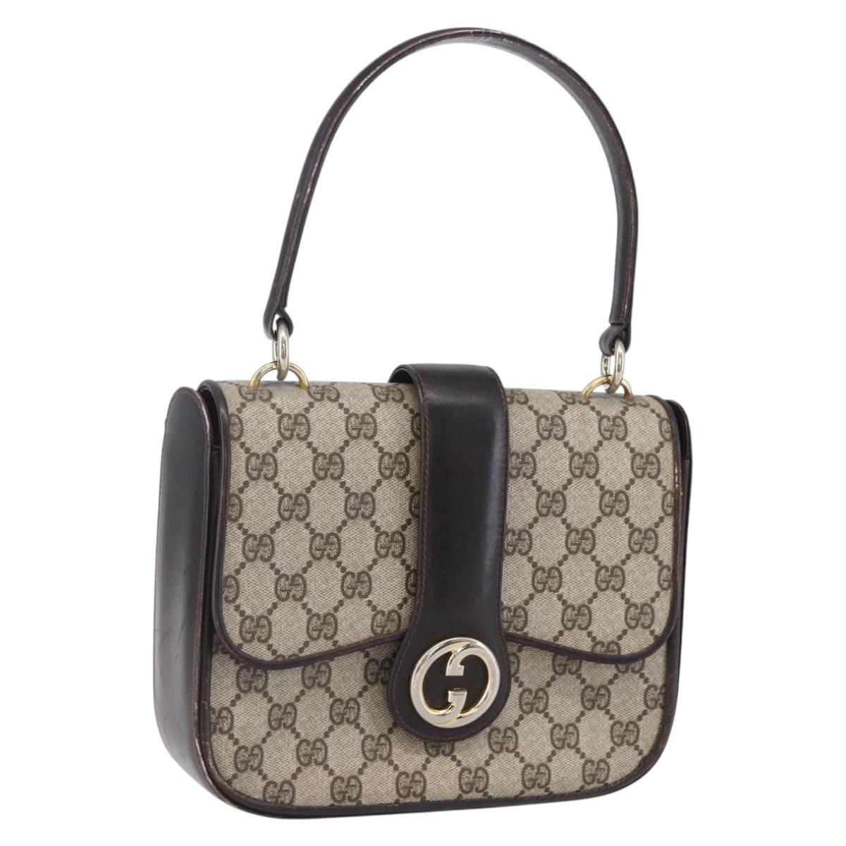 GUCCI GG Supreme Shoulder Bag PVC Beige Gold Auth 152000