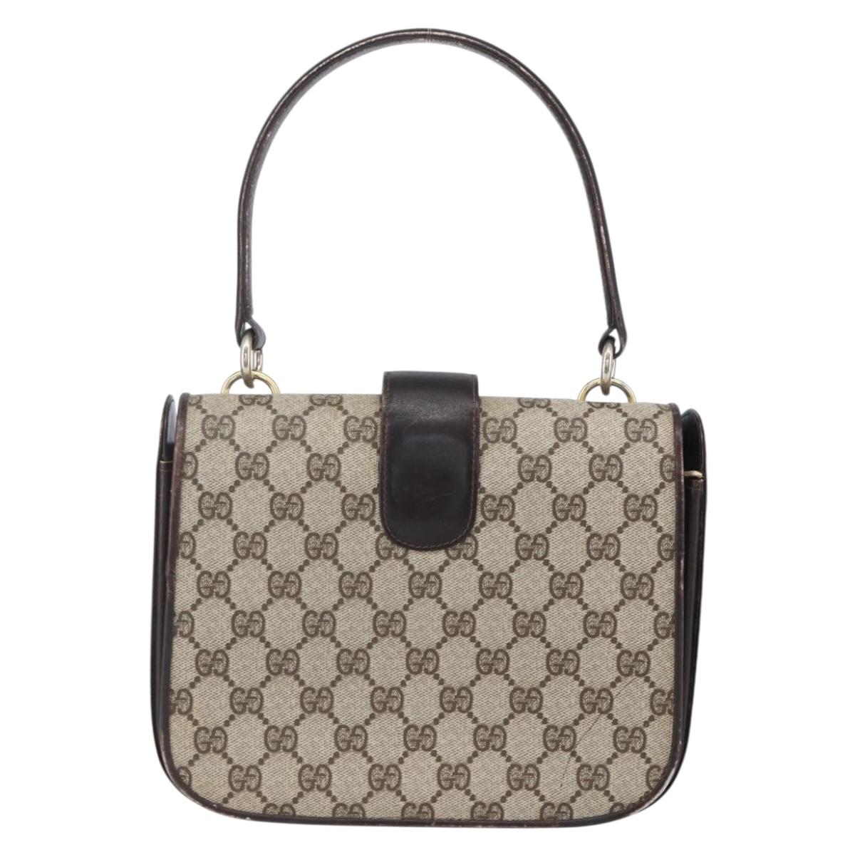 GUCCI GG Supreme Shoulder Bag PVC Beige Gold Auth 152000