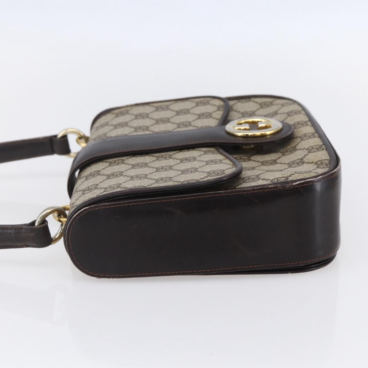 GUCCI GG Supreme Shoulder Bag PVC Beige Gold Auth 152000