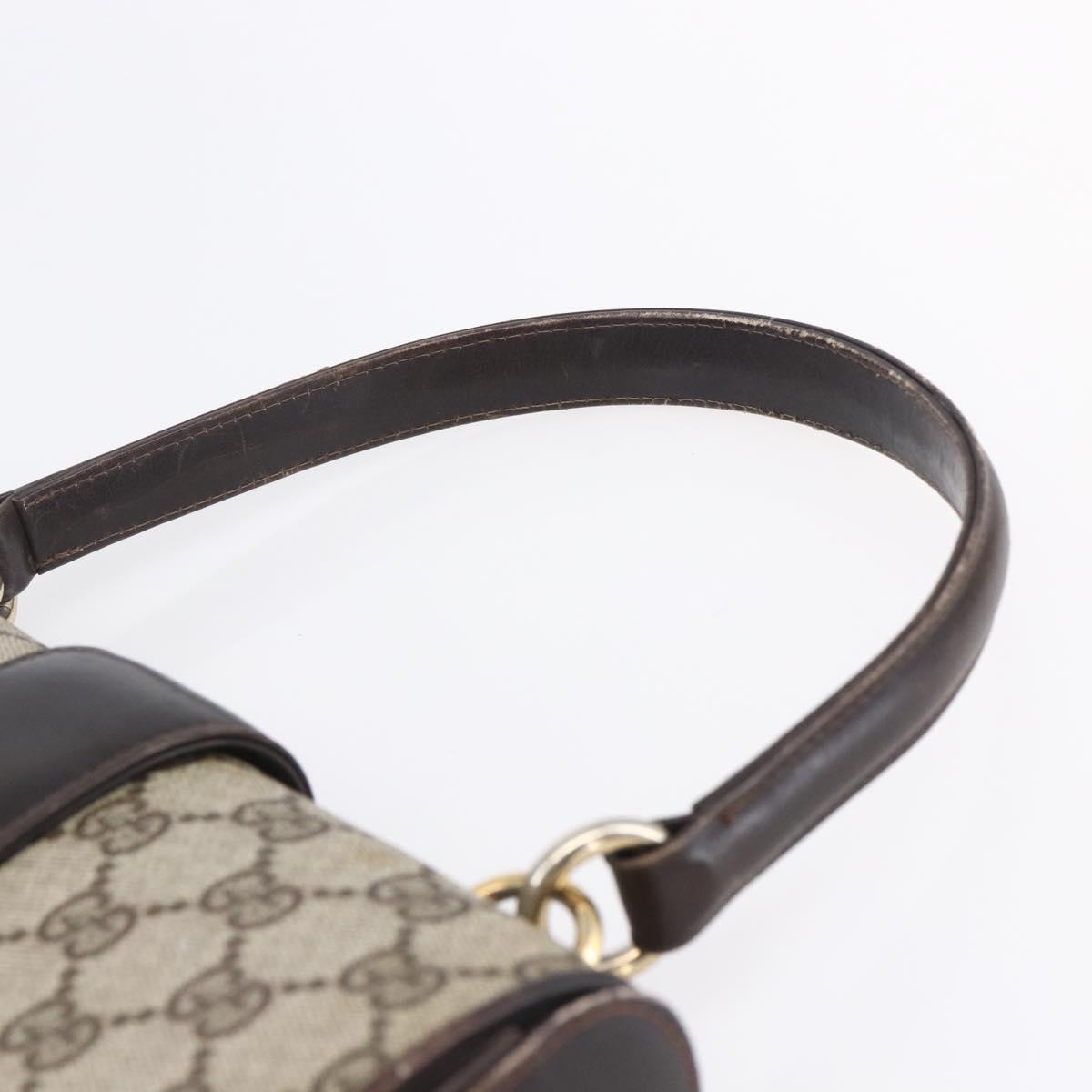 GUCCI GG Supreme Shoulder Bag PVC Beige Gold Auth 152000