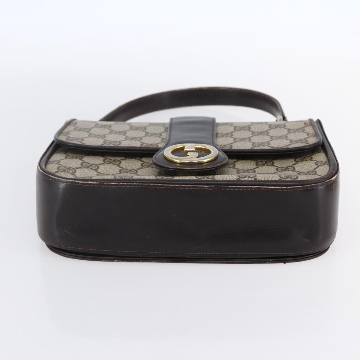 GUCCI GG Supreme Shoulder Bag PVC Beige Gold Auth 152000