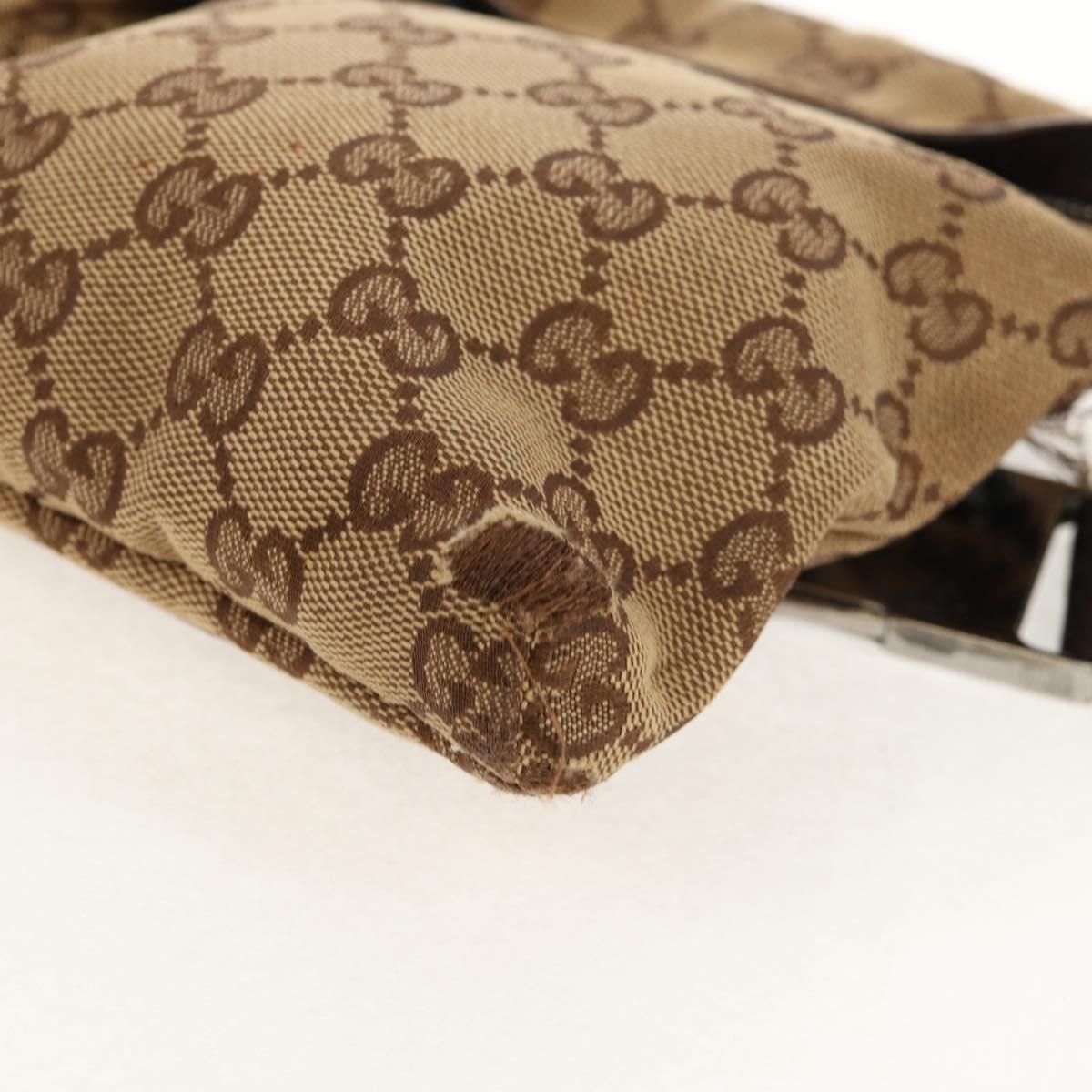 GUCCI GG Canvas Waist Bag Beige Silver 28566 Auth 152001