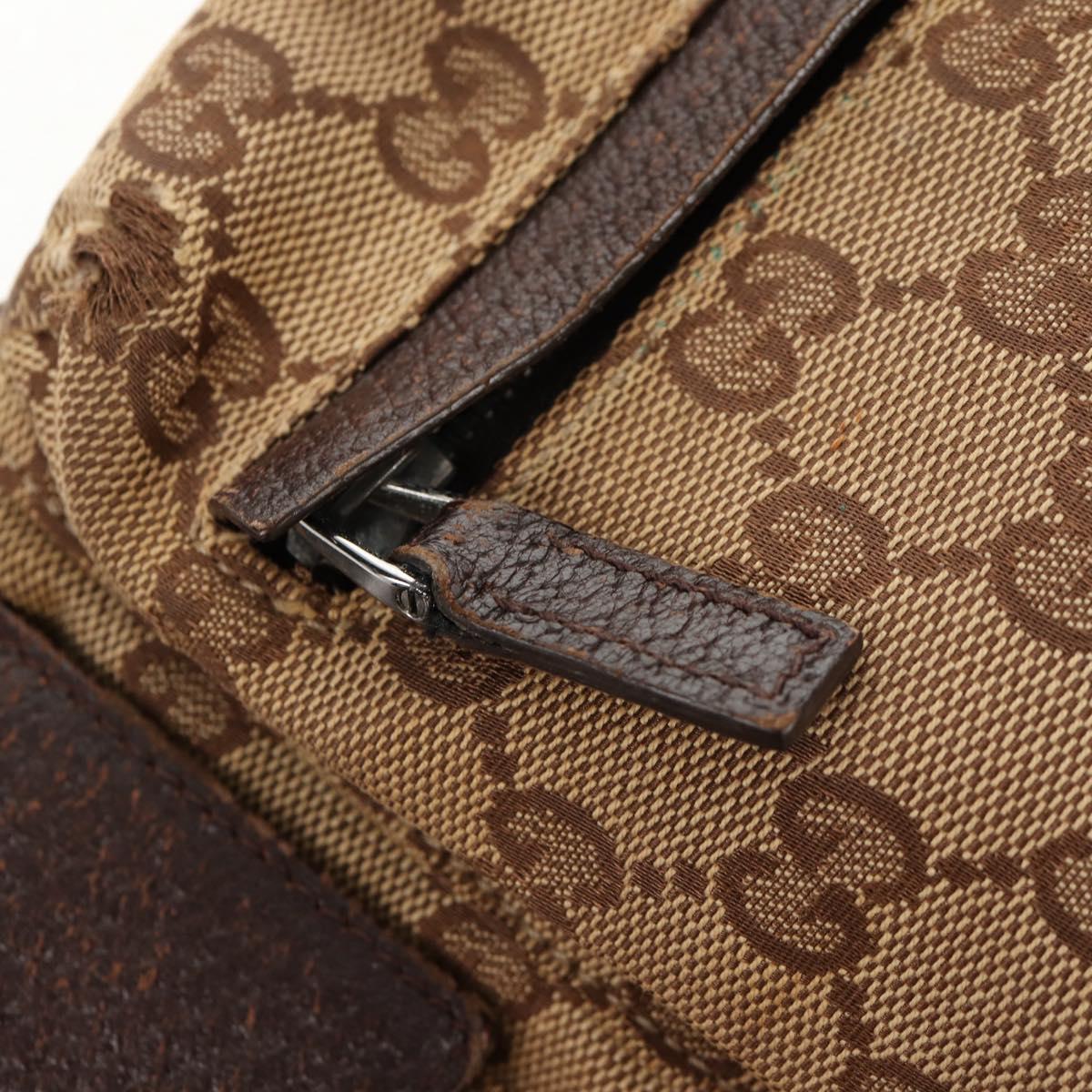 GUCCI GG Canvas Waist Bag Beige Silver 28566 Auth 152001