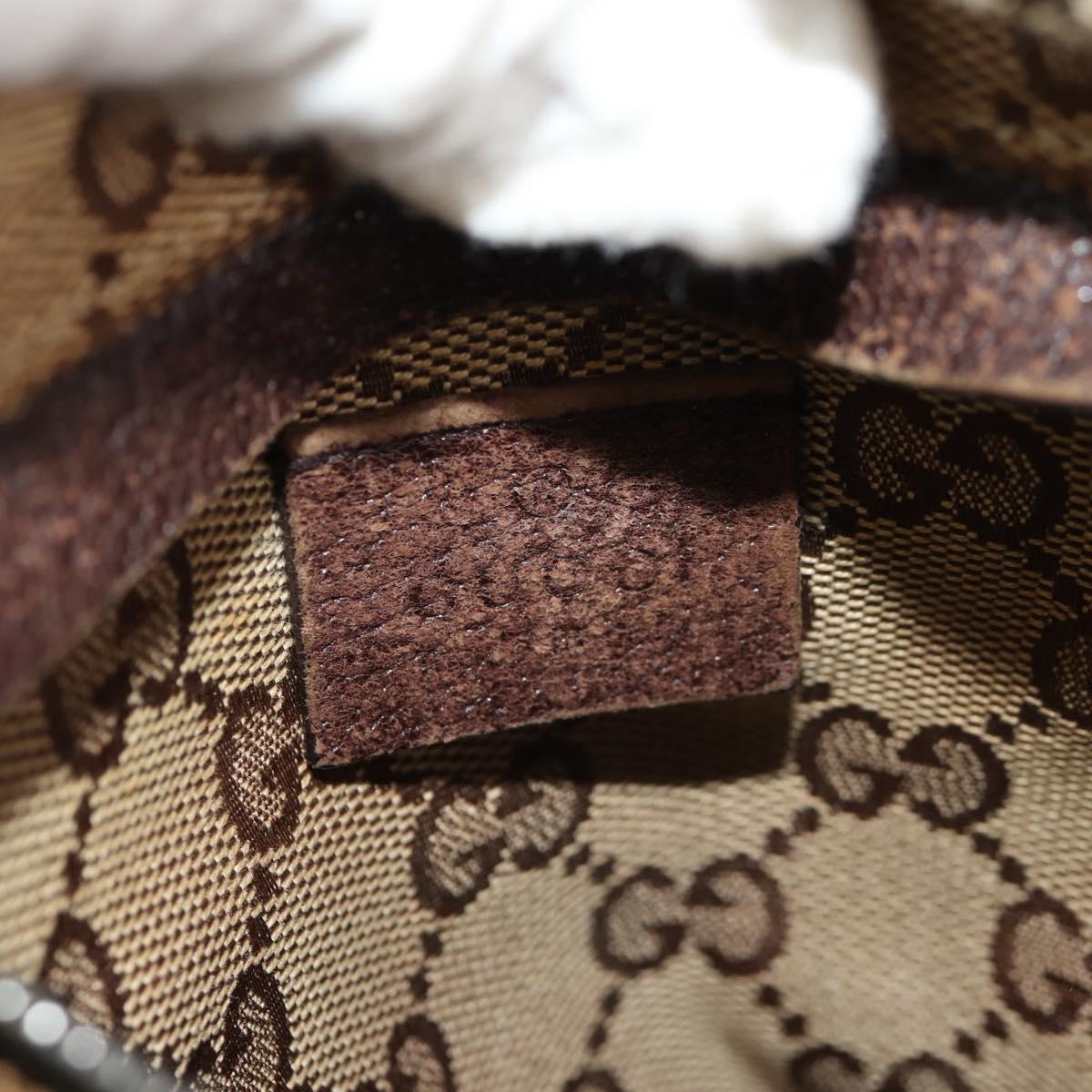 GUCCI GG Canvas Waist Bag Beige Silver 28566 Auth 152001