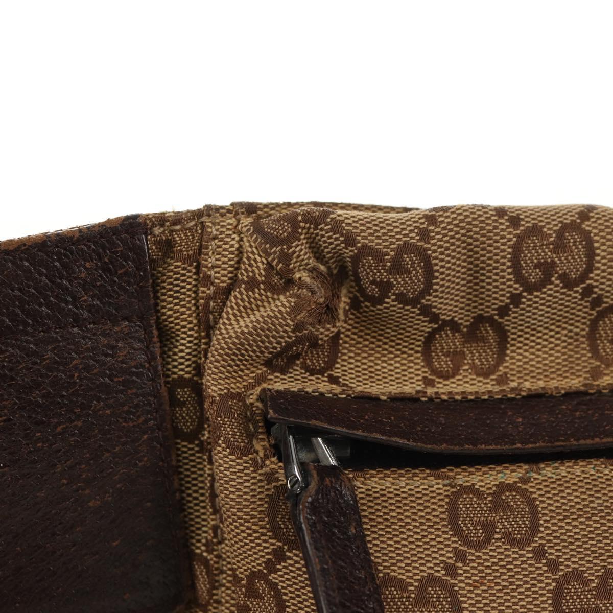 GUCCI GG Canvas Waist Bag Beige Silver 28566 Auth 152001