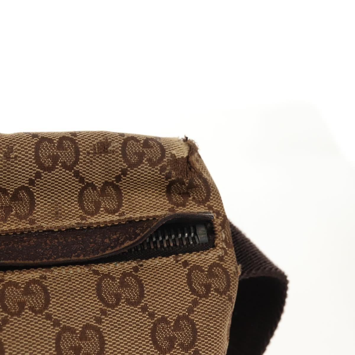 GUCCI GG Canvas Waist Bag Beige Silver 28566 Auth 152001