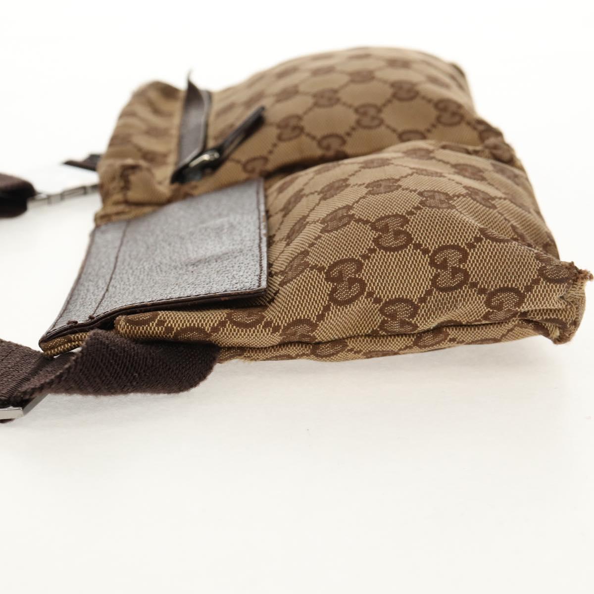 GUCCI GG Canvas Waist Bag Beige Silver 28566 Auth 152001