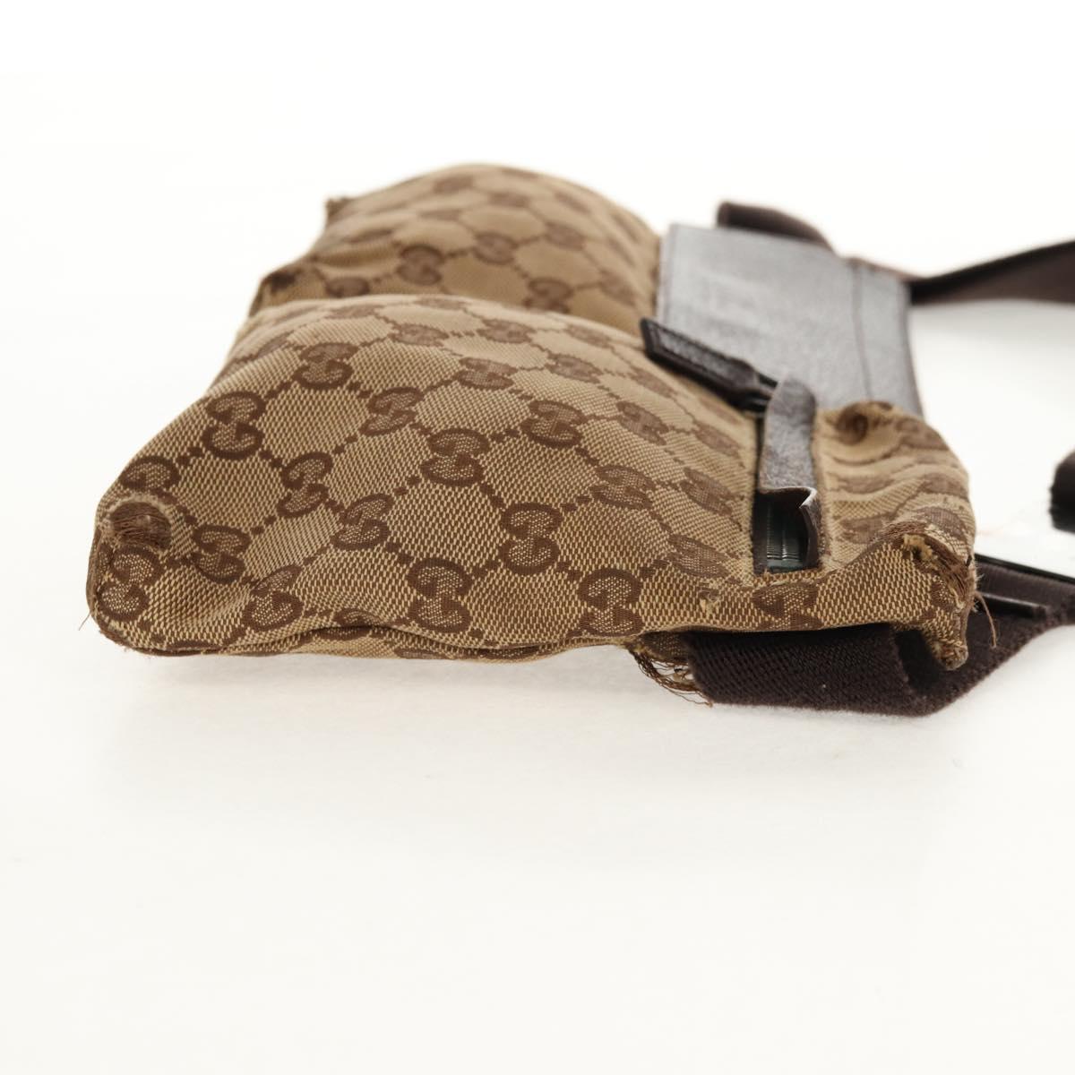 GUCCI GG Canvas Waist Bag Beige Silver 28566 Auth 152001