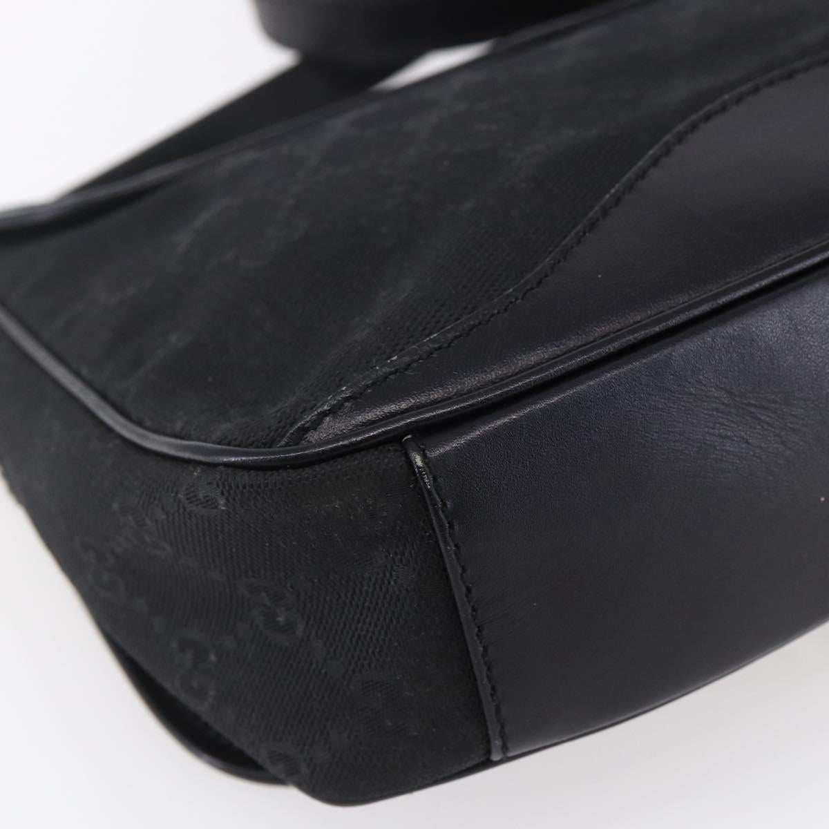 GUCCI GG Canvas Shoulder Bag Black Gold Auth 152003