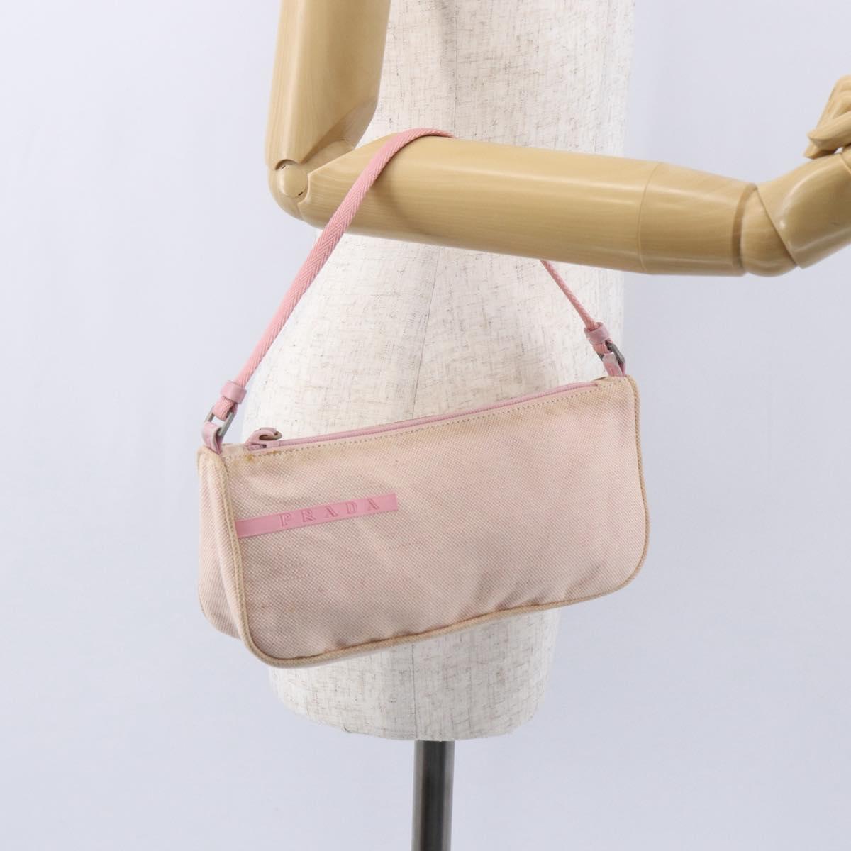 PRADA Sports Accessory Pouch Canvas Pink Auth 152004