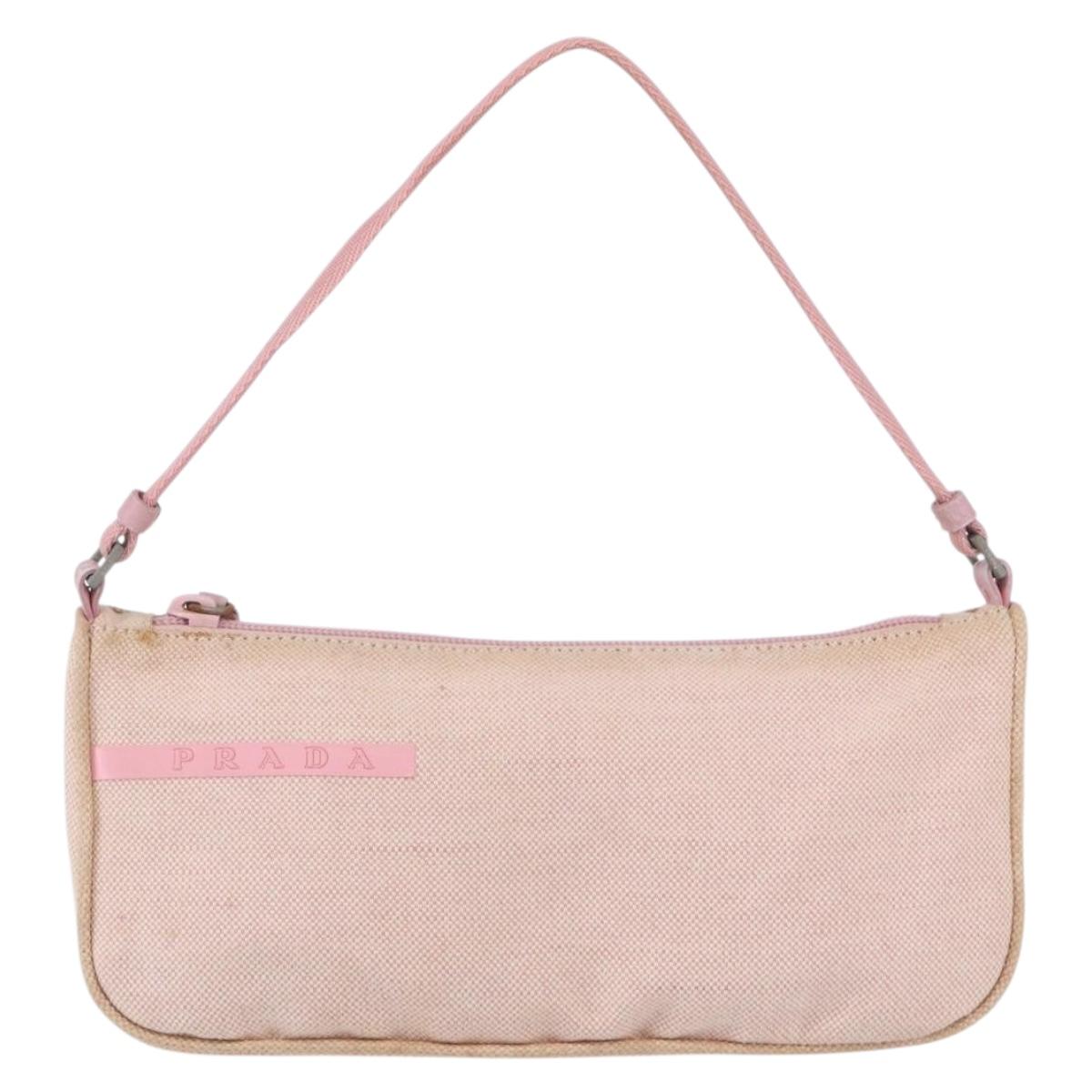PRADA Sports Accessory Pouch Canvas Pink Auth 152004
