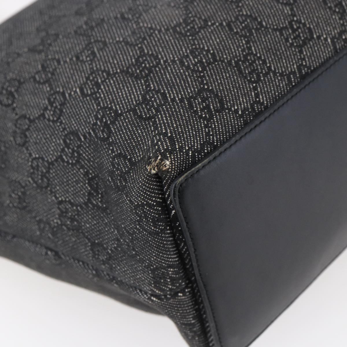 GUCCI GG Canvas Tote Bag Black Silver 31243 Auth 152006