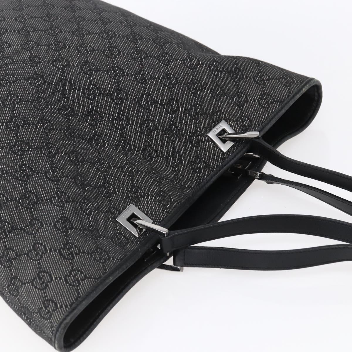 GUCCI GG Canvas Tote Bag Black Silver 31243 Auth 152006