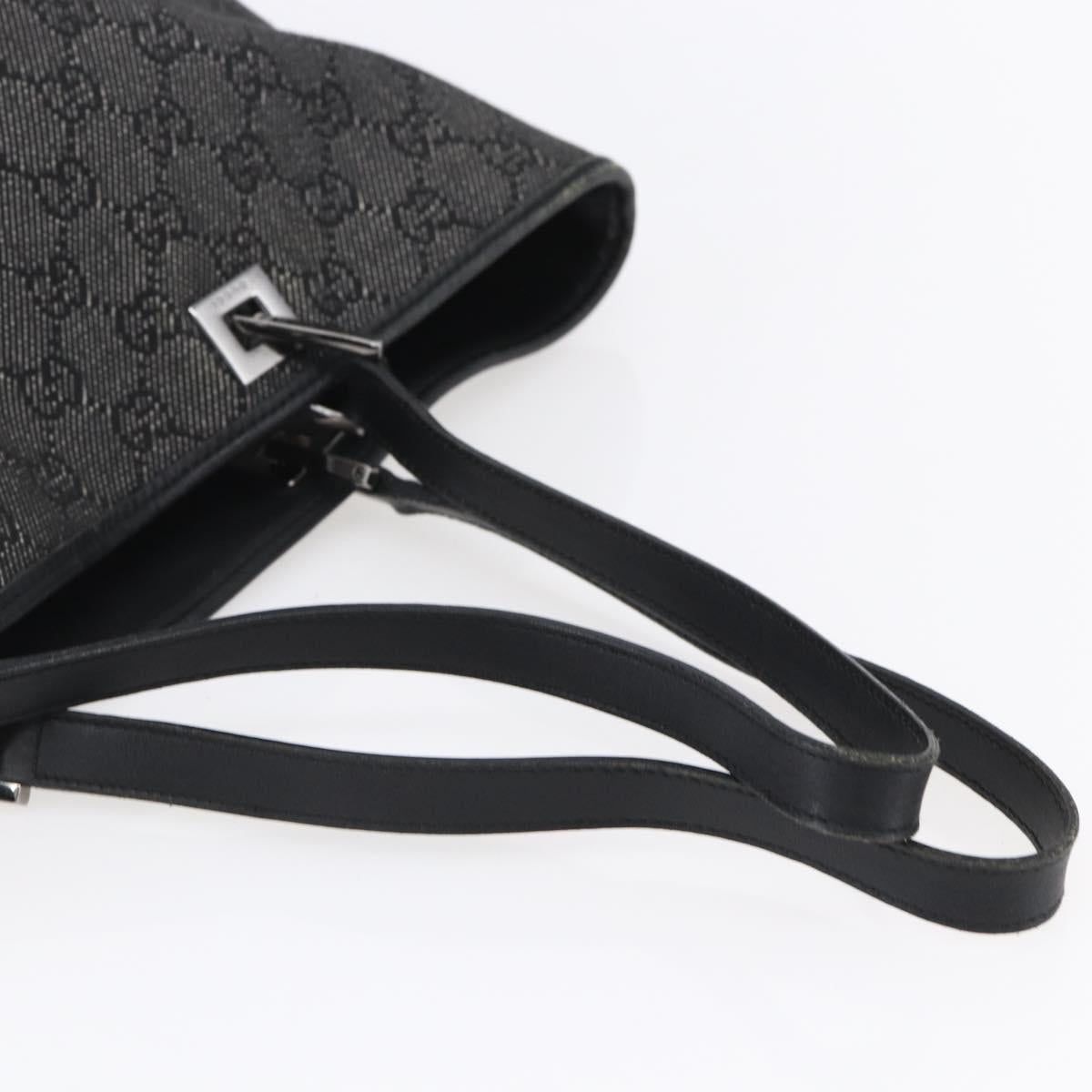 GUCCI GG Canvas Tote Bag Black Silver 31243 Auth 152006