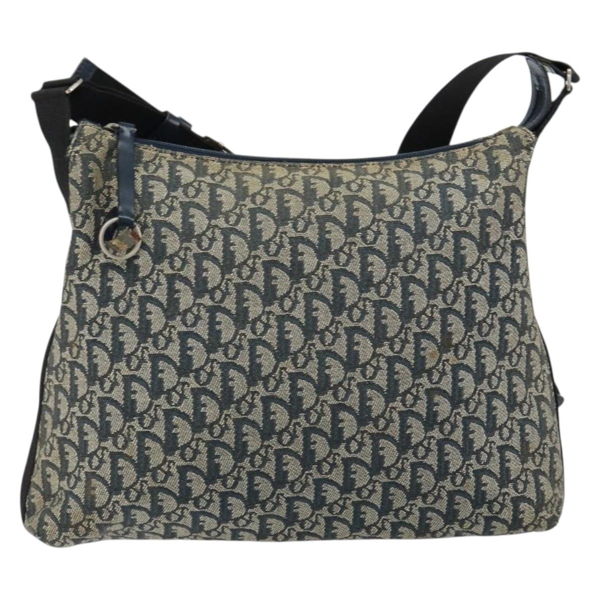 Christian Dior Trotter Canvas Shoulder Bag Navy Auth 152007