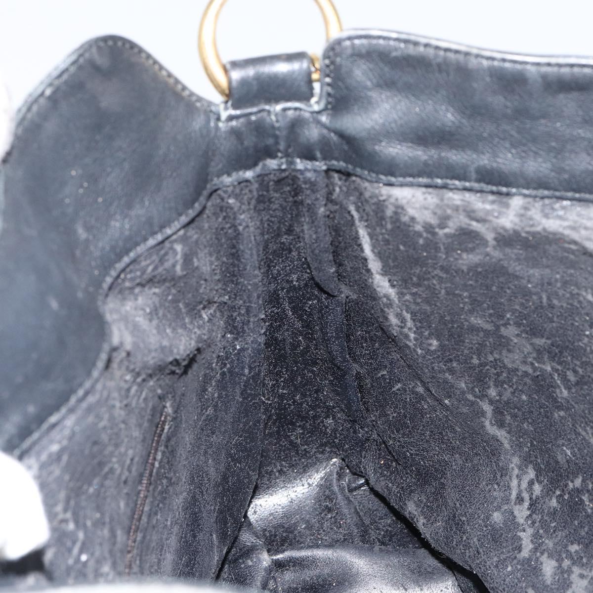 GUCCI Bamboo Hand Bag Leather Black Gold 001 0166 1638 Auth 152010