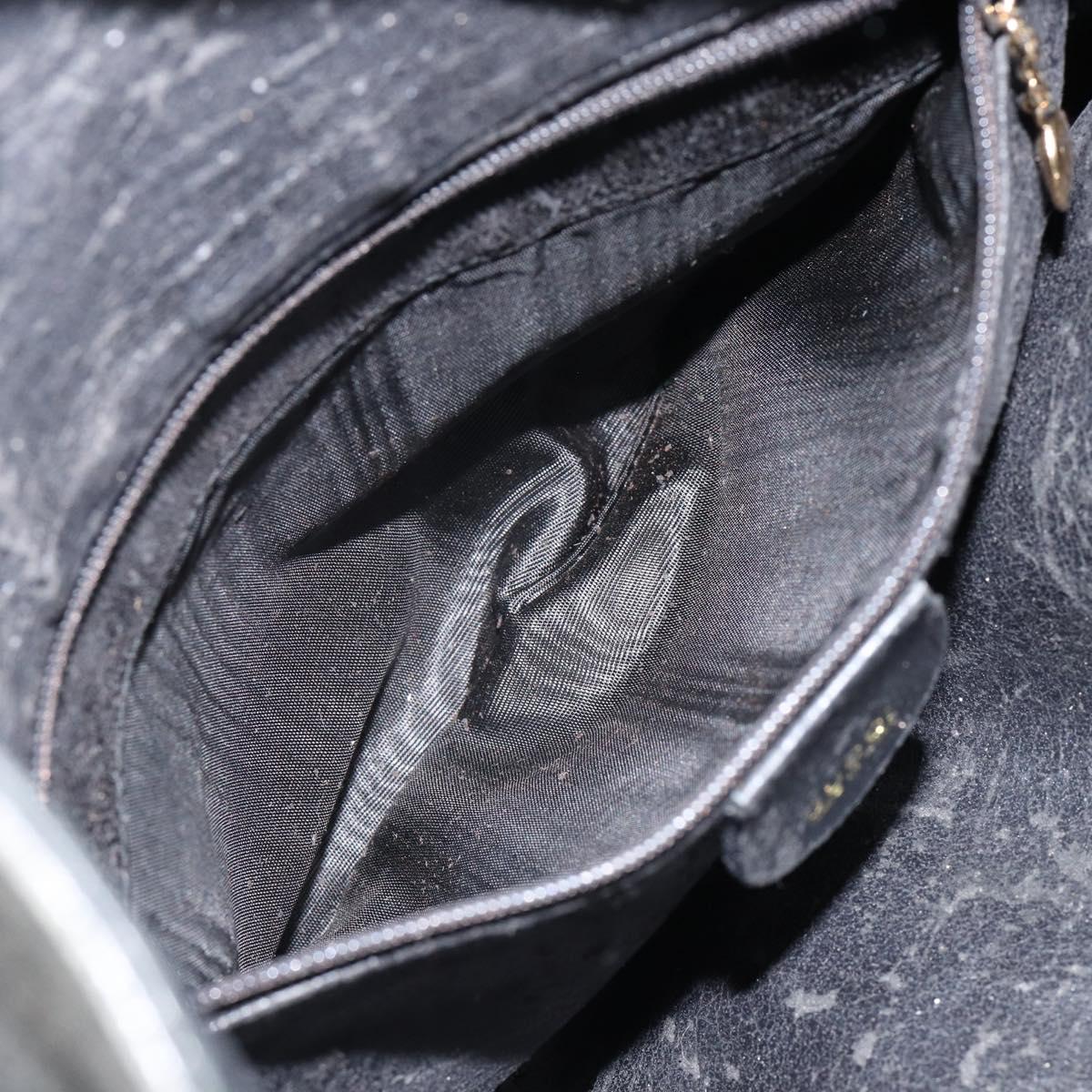 GUCCI Bamboo Hand Bag Leather Black Gold 001 0166 1638 Auth 152010