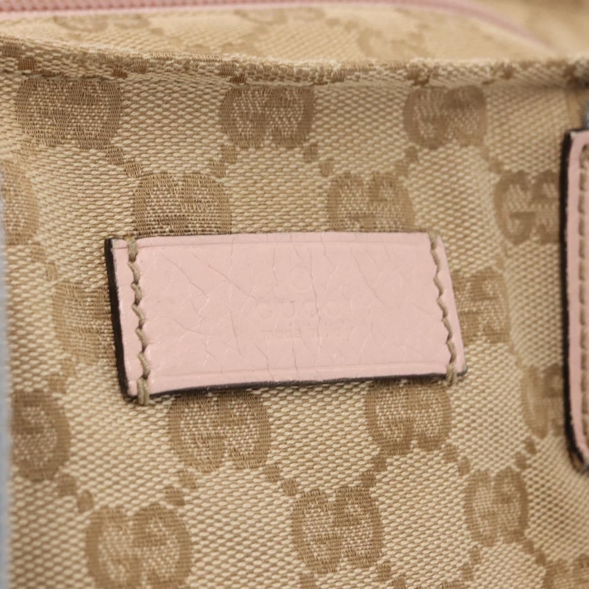 GUCCI GG Canvas Sherry Line Tote Bag Beige Pink 131230 Auth 152017