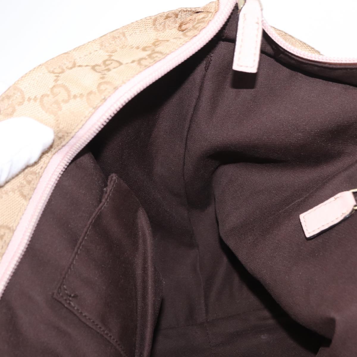 GUCCI GG Canvas Sherry Line Tote Bag Beige Pink 131230 Auth 152017