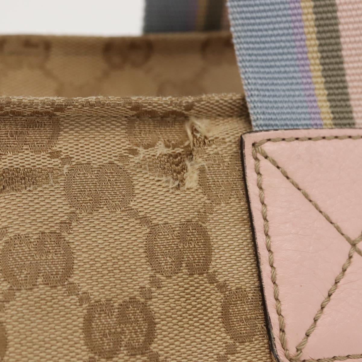 GUCCI GG Canvas Sherry Line Tote Bag Beige Pink 131230 Auth 152017