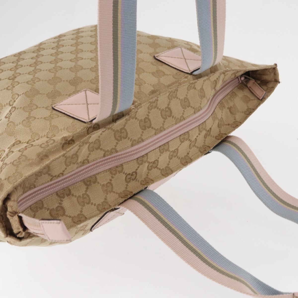 GUCCI GG Canvas Sherry Line Tote Bag Beige Pink 131230 Auth 152017