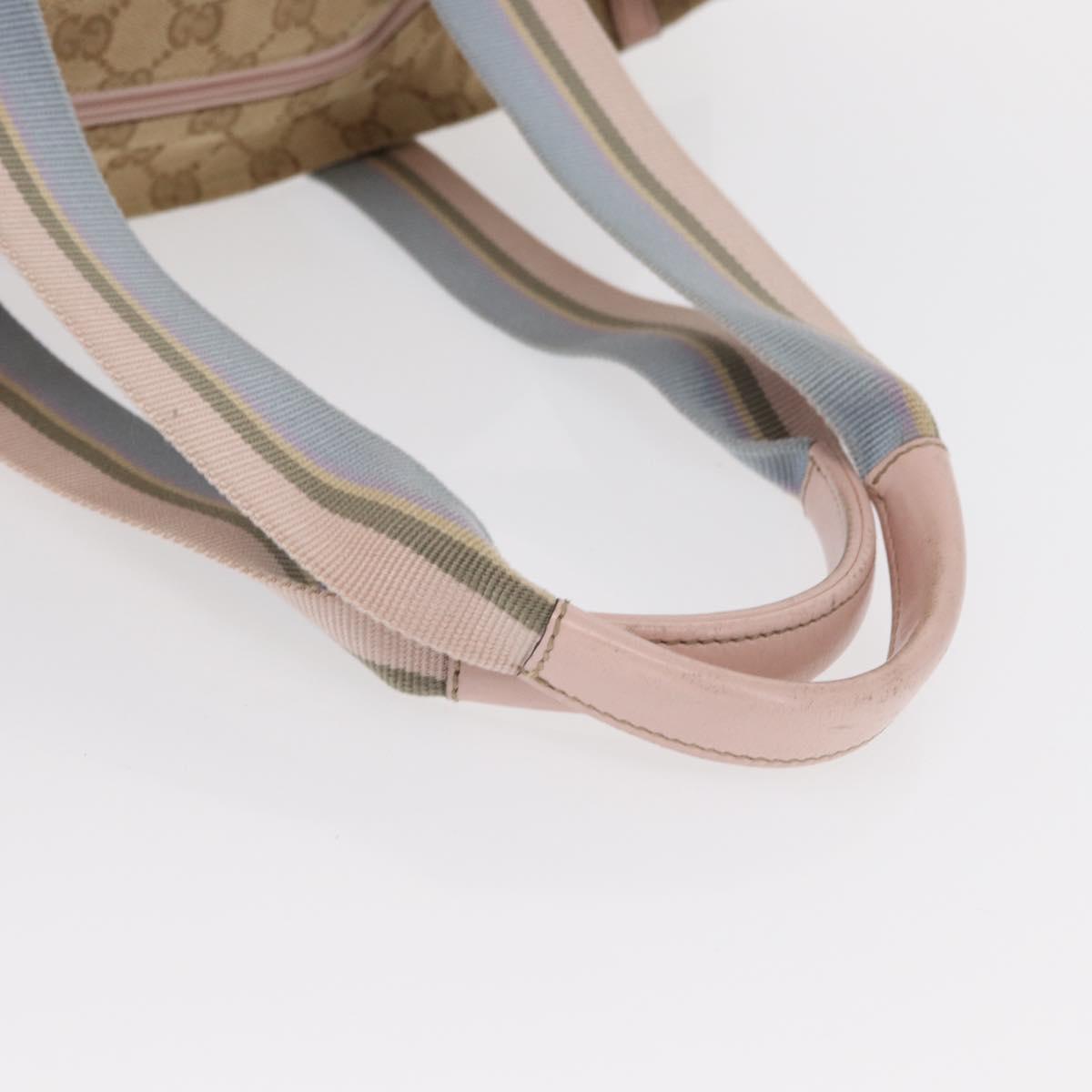 GUCCI GG Canvas Sherry Line Tote Bag Beige Pink 131230 Auth 152017