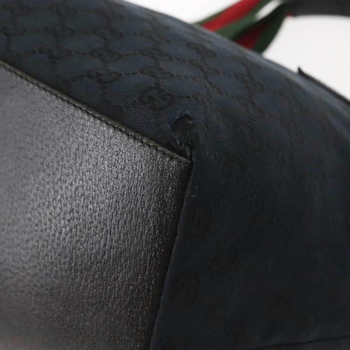 GUCCI GG Canvas Web Sherry Line Tote Bag Black Red 131230 Auth 152018