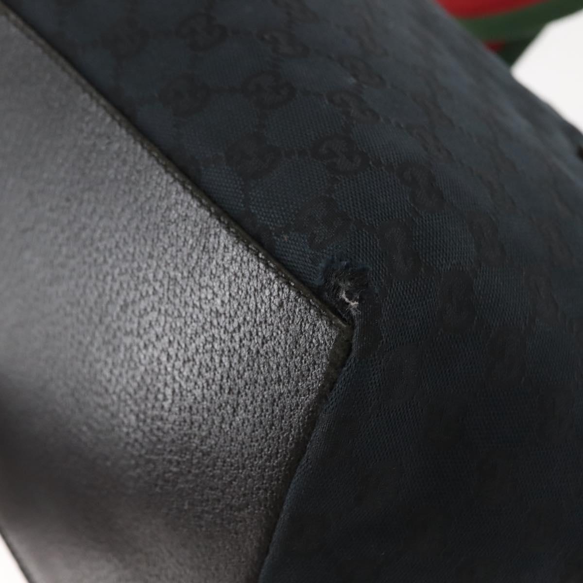 GUCCI GG Canvas Web Sherry Line Tote Bag Black Red 131230 Auth 152018